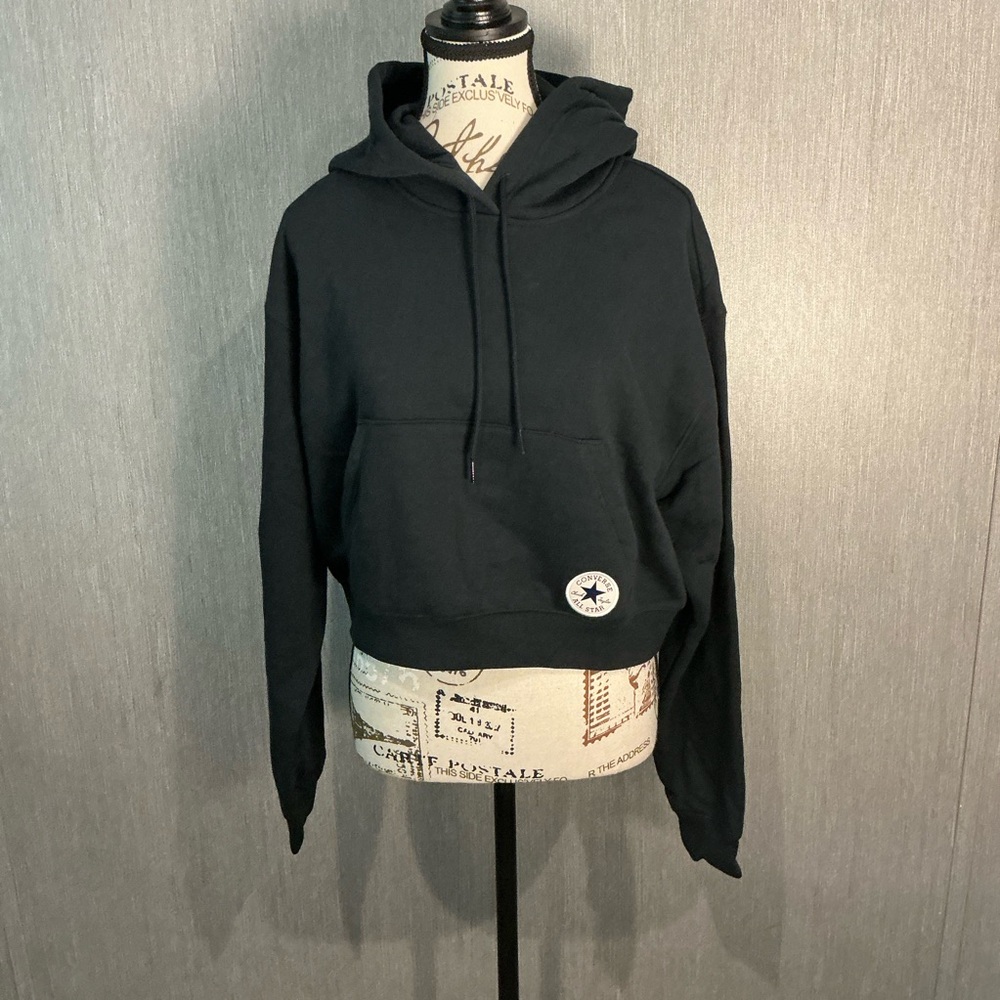 NWOT Converse Women's Black Hoodie Sweater Size Large - Picture 2 of 11